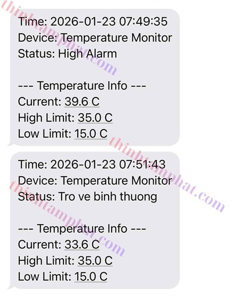 cảnh báo nhiệt độ qua sms